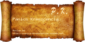 Panics Kreszcencia névjegykártya